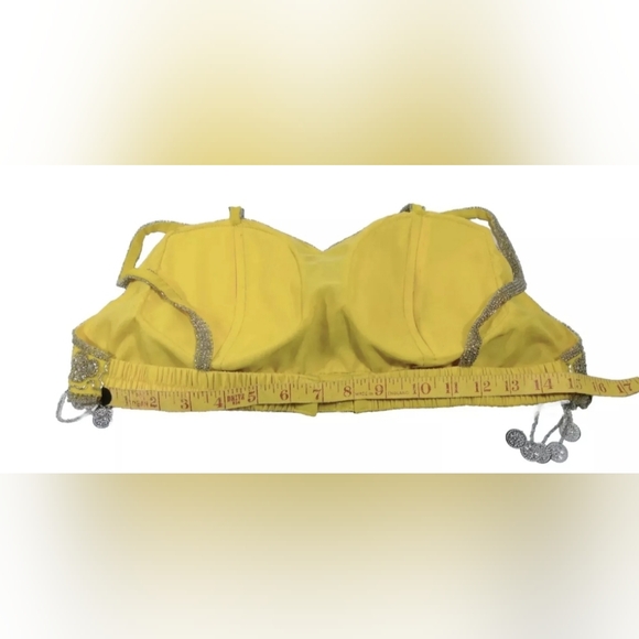 Women's Belly Dancing Top Yellow Sequined  Sz 30C - Picture 2 of 6